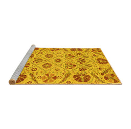 Sideview of Machine Washable Abstract Yellow Modern Rug, wshabs3797yw