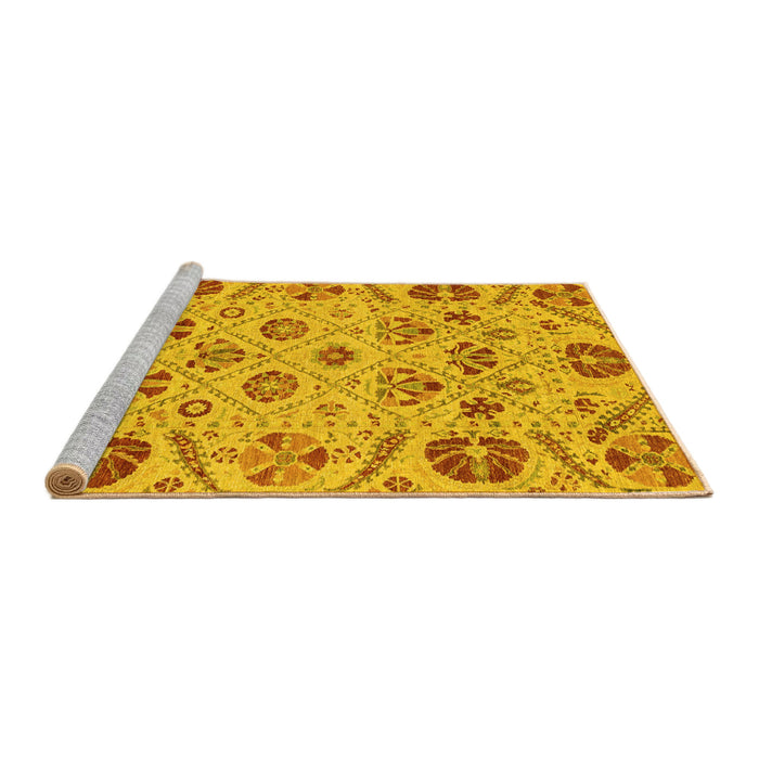 Sideview of Machine Washable Abstract Yellow Modern Rug, wshabs3797yw