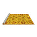 Sideview of Machine Washable Abstract Yellow Modern Rug, wshabs3797yw