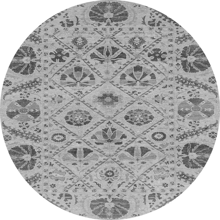Round Machine Washable Abstract Gray Modern Rug, wshabs3797gry