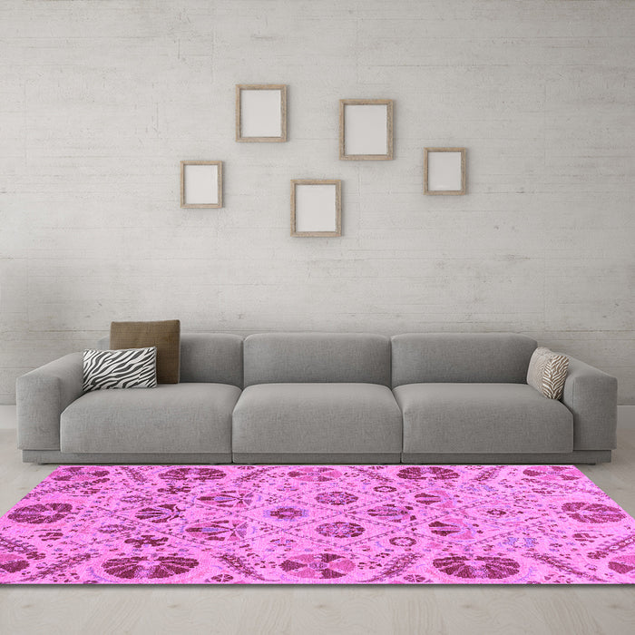 Machine Washable Abstract Purple Modern Area Rugs in a Living Room, wshabs3797pur
