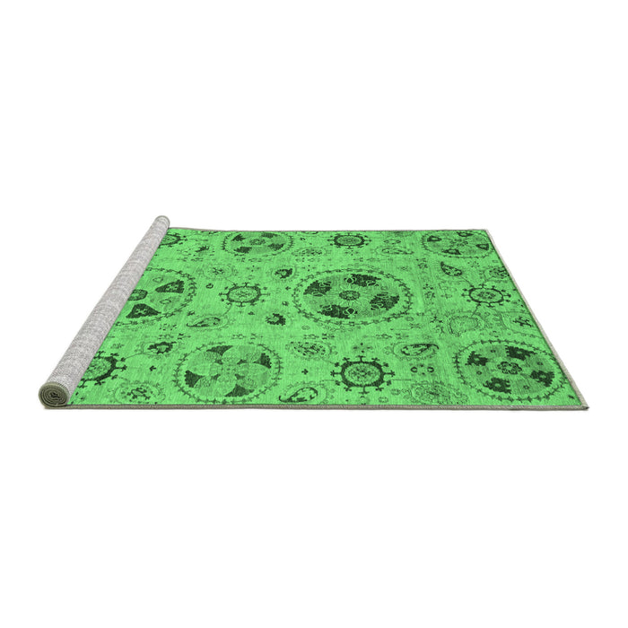 Sideview of Machine Washable Abstract Emerald Green Modern Area Rugs, wshabs3798emgrn