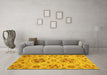 Machine Washable Abstract Yellow Modern Rug in a Living Room, wshabs3798yw