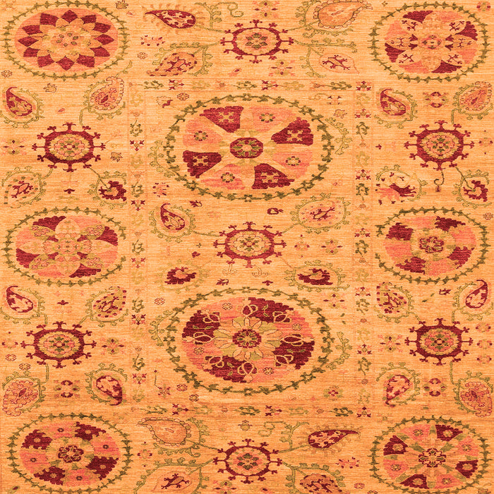 Square Machine Washable Abstract Orange Modern Area Rugs, wshabs3798org