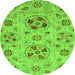 Round Abstract Green Modern Rug, abs3798grn