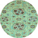 Round Machine Washable Abstract Light Blue Modern Rug, wshabs3798lblu