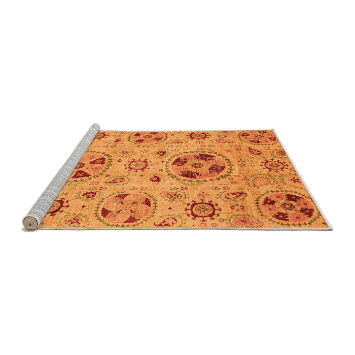Sideview of Machine Washable Abstract Orange Modern Area Rugs, wshabs3798org
