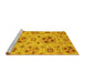 Sideview of Machine Washable Abstract Yellow Modern Rug, wshabs3798yw