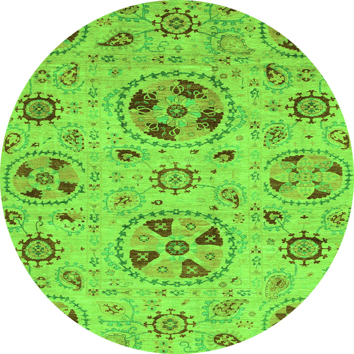 Round Machine Washable Abstract Green Modern Area Rugs, wshabs3798grn