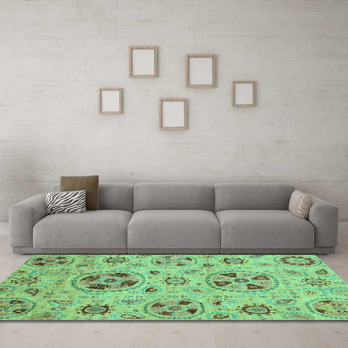 Machine Washable Abstract Turquoise Modern Area Rugs in a Living Room,, wshabs3798turq