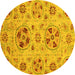 Round Machine Washable Abstract Yellow Modern Rug, wshabs3798yw