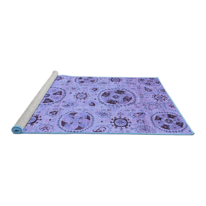 Sideview of Machine Washable Abstract Blue Modern Rug, wshabs3798blu