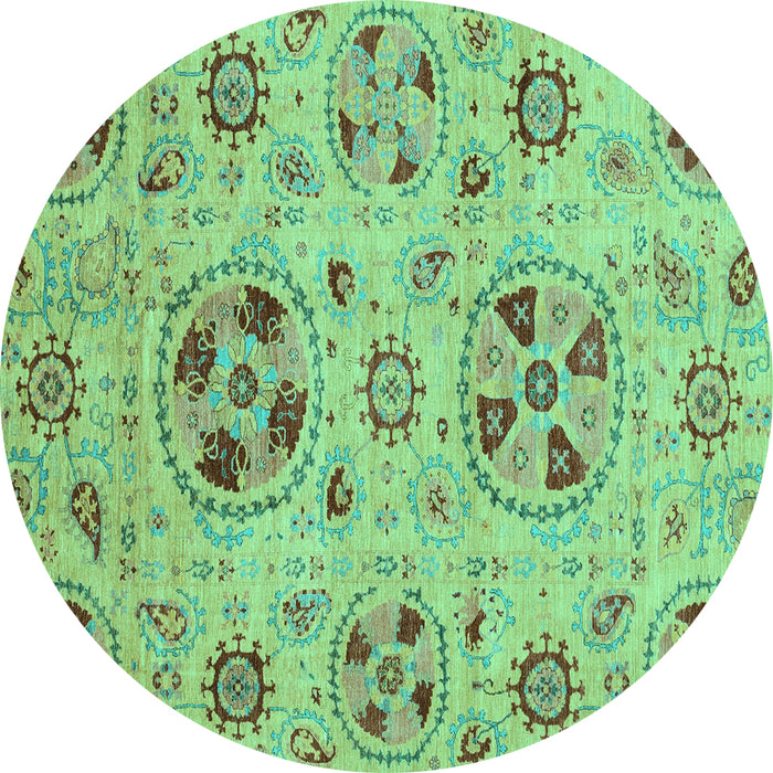 Round Machine Washable Abstract Turquoise Modern Area Rugs, wshabs3798turq