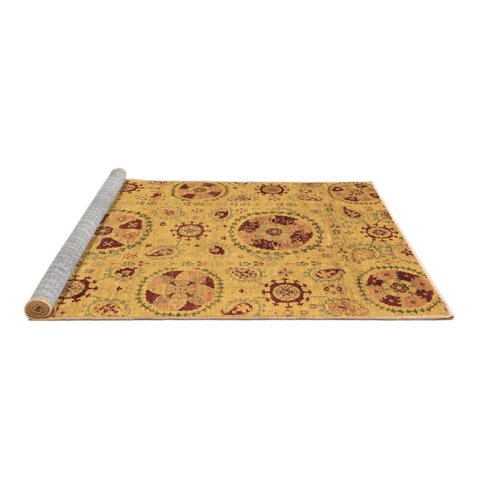 Sideview of Machine Washable Abstract Brown Modern Rug, wshabs3798brn
