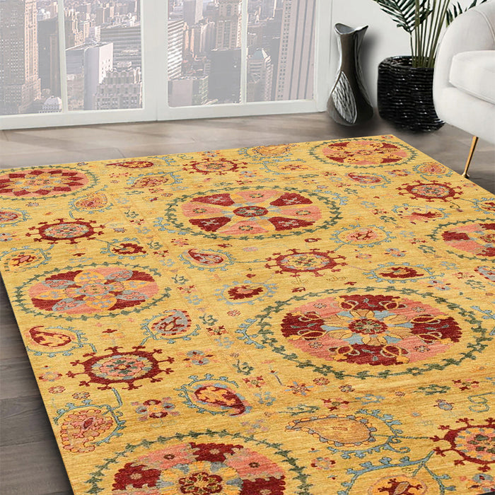 Abstract Orange Modern Rug in Family Room, abs3798