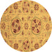 Round Abstract Brown Modern Rug, abs3798brn