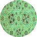 Round Abstract Turquoise Modern Rug, abs3798turq