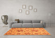 Machine Washable Abstract Orange Modern Area Rugs in a Living Room, wshabs3798org