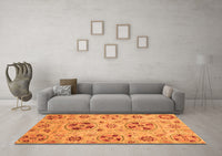 Machine Washable Abstract Orange Modern Rug, wshabs3798org