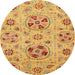 Round Machine Washable Abstract Orange Rug, wshabs3798