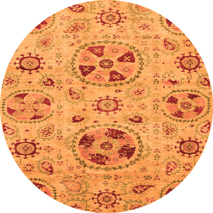 Round Abstract Orange Modern Rug, abs3798org