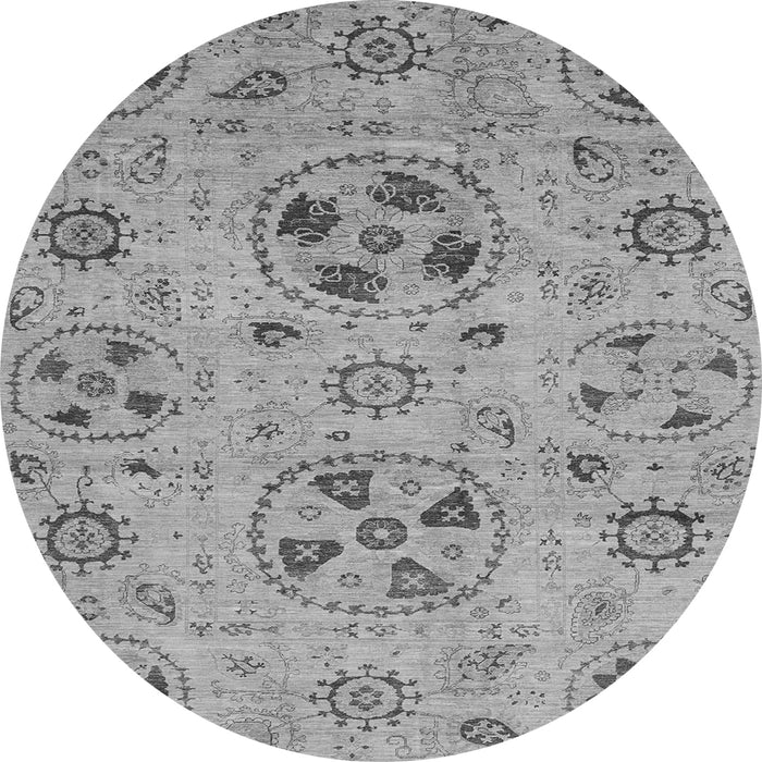 Round Machine Washable Abstract Gray Modern Rug, wshabs3798gry