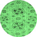 Round Abstract Emerald Green Modern Rug, abs3798emgrn