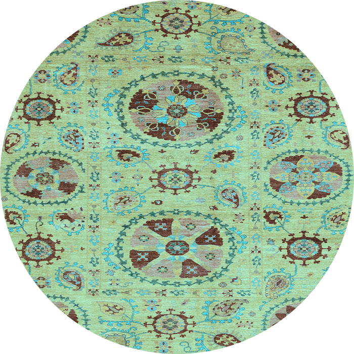 Round Abstract Light Blue Modern Rug, abs3798lblu