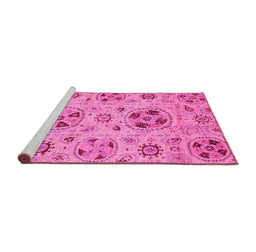 Sideview of Machine Washable Abstract Pink Modern Rug, wshabs3798pnk
