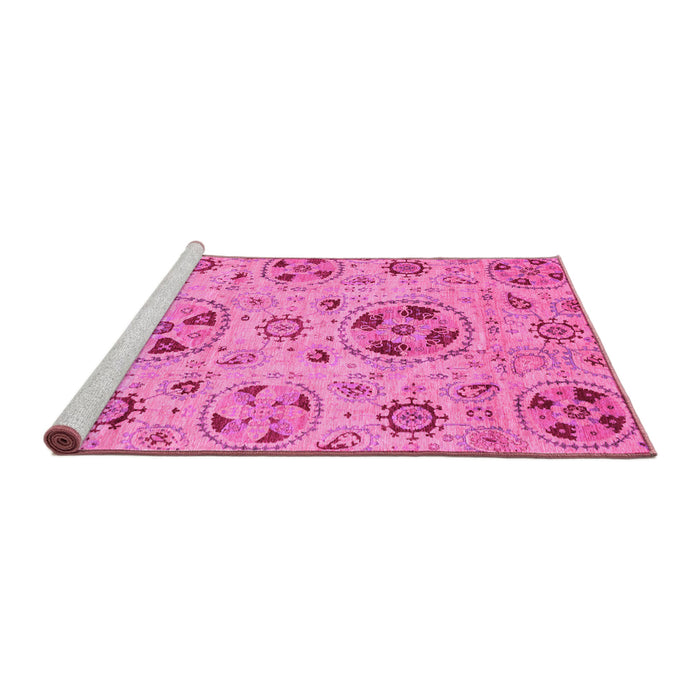 Sideview of Machine Washable Abstract Pink Modern Rug, wshabs3798pnk