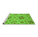 Sideview of Machine Washable Abstract Green Modern Area Rugs, wshabs3798grn