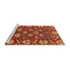 Sideview of Machine Washable Abstract Red Rug, wshabs3799