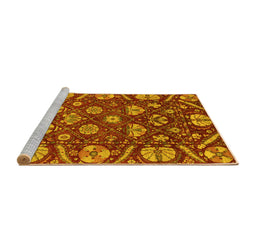 Sideview of Machine Washable Abstract Yellow Modern Rug, wshabs3799yw