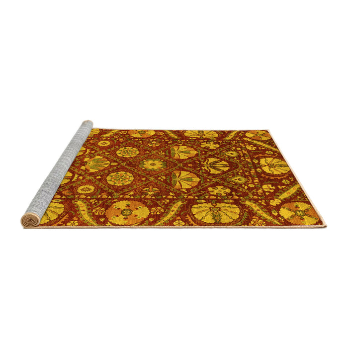 Sideview of Machine Washable Abstract Yellow Modern Rug, wshabs3799yw