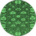 Round Abstract Emerald Green Modern Rug, abs3799emgrn