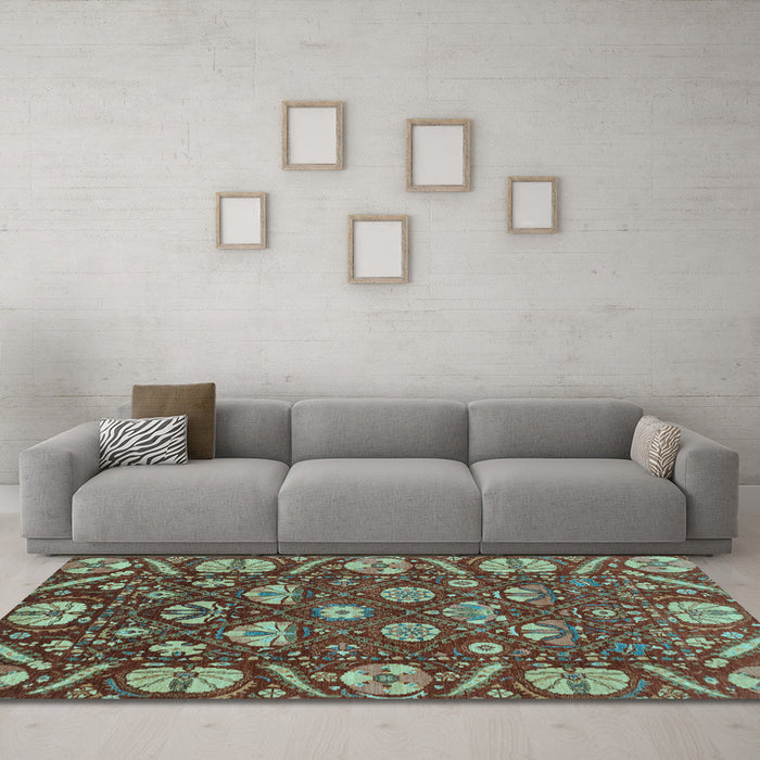 Machine Washable Abstract Light Blue Modern Rug in a Living Room, wshabs3799lblu