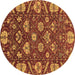 Round Machine Washable Abstract Brown Modern Rug, wshabs3799brn