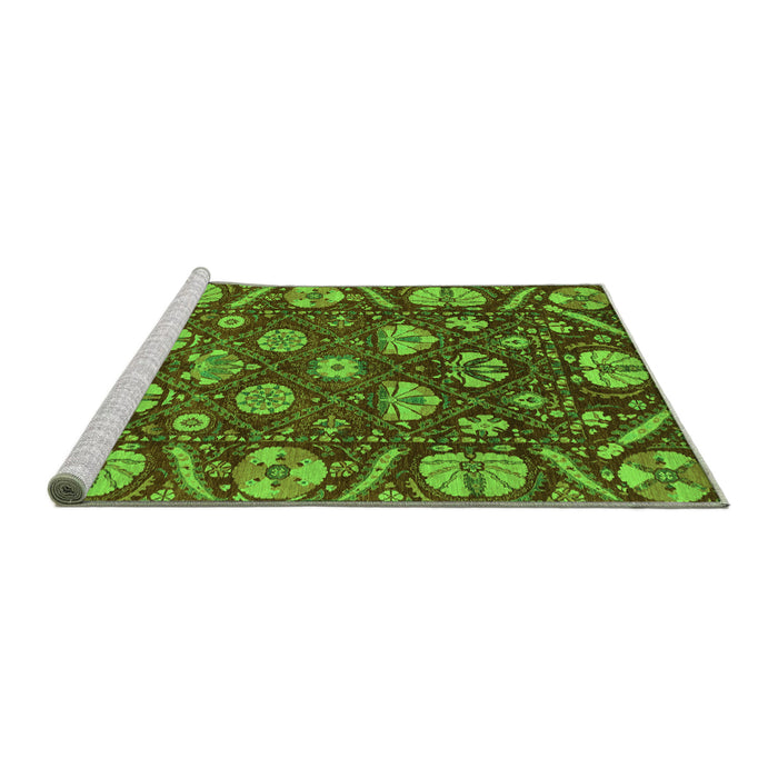 Sideview of Machine Washable Abstract Green Modern Area Rugs, wshabs3799grn