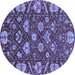 Round Machine Washable Abstract Blue Modern Rug, wshabs3799blu