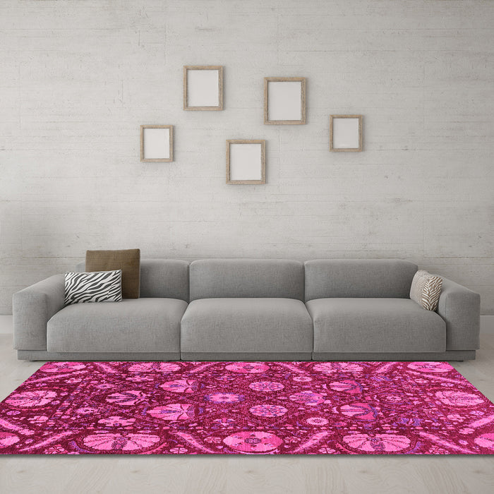 Machine Washable Abstract Pink Modern Rug in a Living Room, wshabs3799pnk