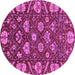 Round Machine Washable Abstract Purple Modern Area Rugs, wshabs3799pur