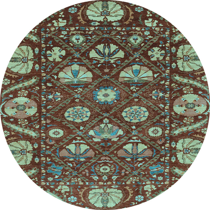 Round Abstract Light Blue Modern Rug, abs3799lblu