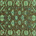 Square Abstract Turquoise Modern Rug, abs3799turq