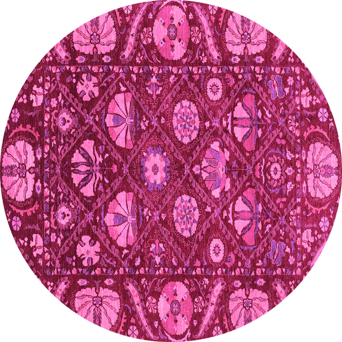 Round Abstract Pink Modern Rug, abs3799pnk