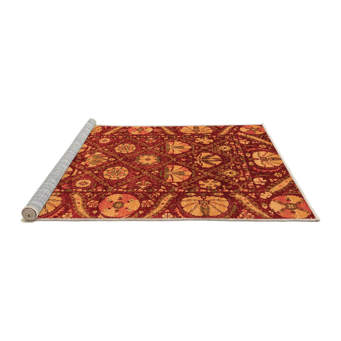 Sideview of Machine Washable Abstract Orange Modern Area Rugs, wshabs3799org