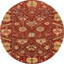 Round Abstract Red Modern Rug, abs3799