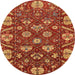 Round Abstract Red Modern Rug, abs3799