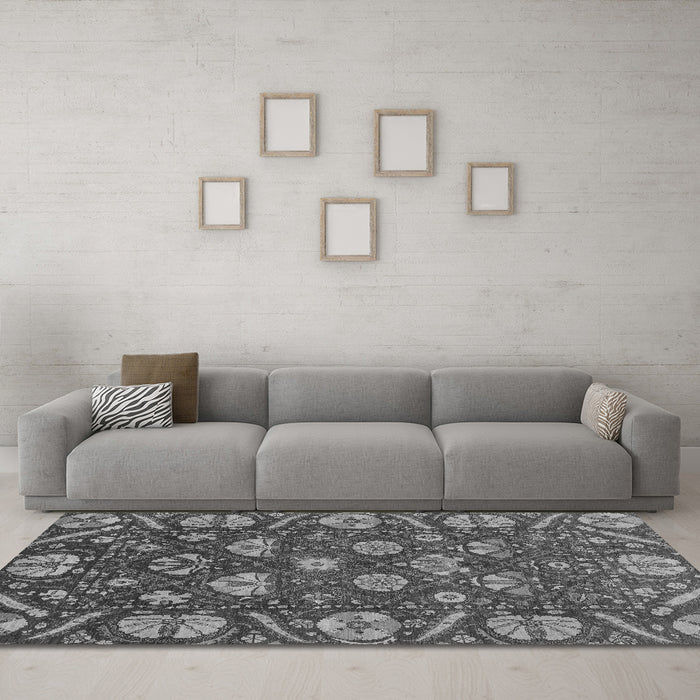 Machine Washable Abstract Gray Modern Rug in a Living Room,, wshabs3799gry