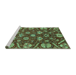 Sideview of Machine Washable Abstract Turquoise Modern Area Rugs, wshabs3799turq