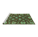 Sideview of Machine Washable Abstract Turquoise Modern Area Rugs, wshabs3799turq